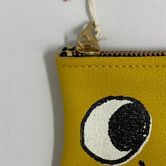 Danielle Wright 100% Leather Eye Roll Smiley Face Coin Purse Card Holder NWT - Picture 3 of 10